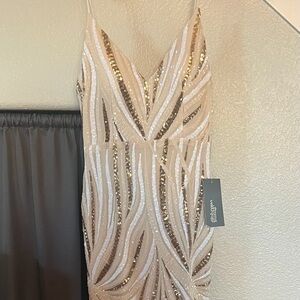 Elegant Bronze, Champagne & White Sequin Dress